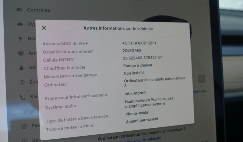 TESLA MODEL 3 STANDARD RWD PLUS complet